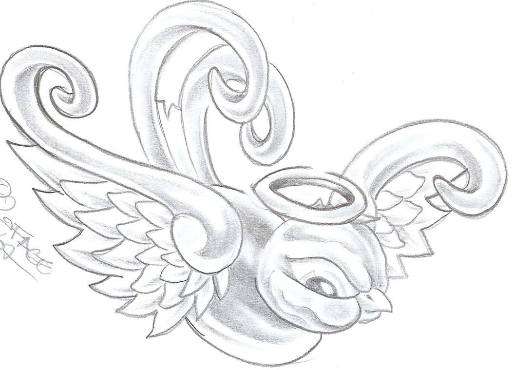 Swallow Angel Tattoo Design by