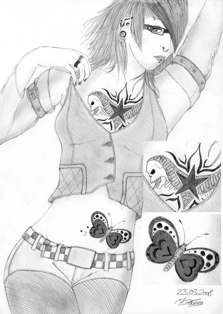 Chest Piece and Butterfly - chest tattoo
