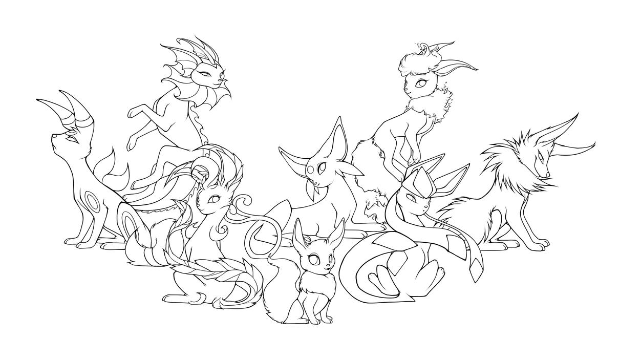 Pokemon All Eevee Evolutions Coloring Pages