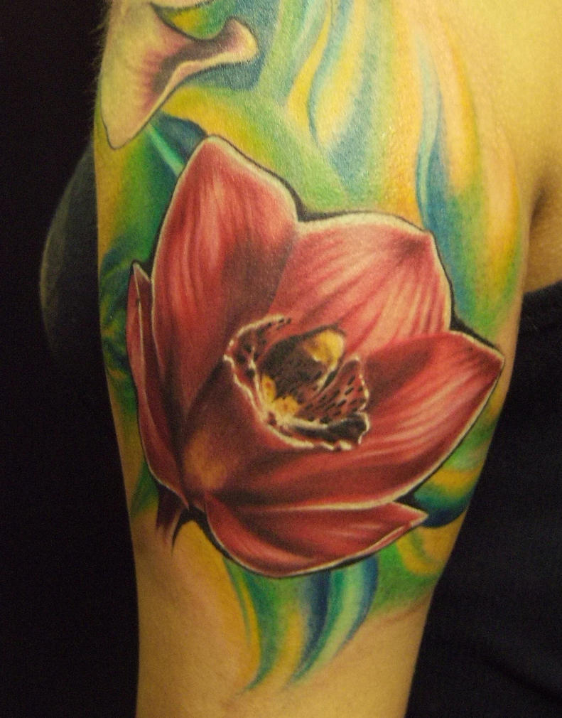 Red Orchid tattoo | Flower Tattoo