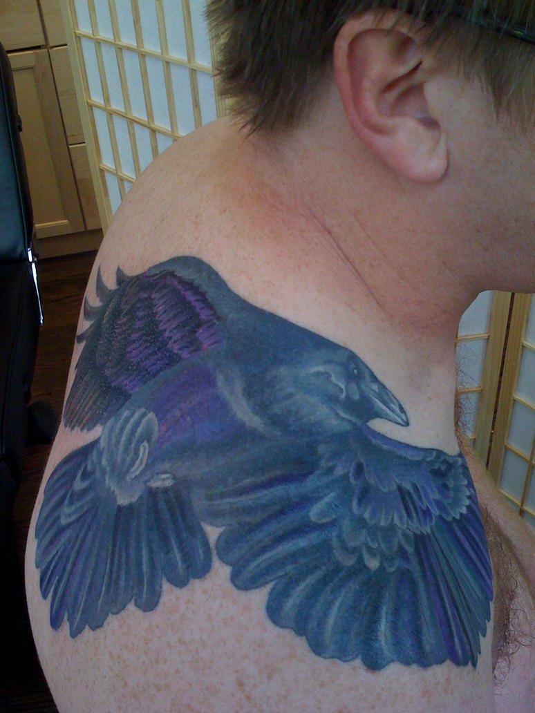 Raven on shoulder - shoulder tattoo
