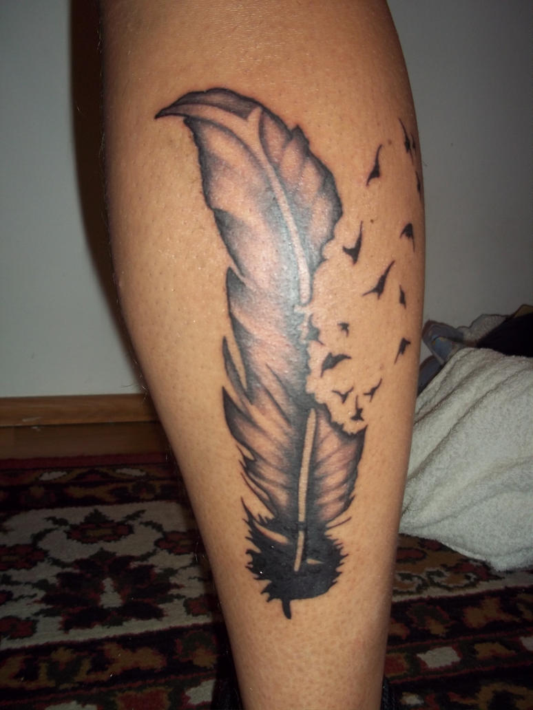 Calf Feather Tattoo Picture 2