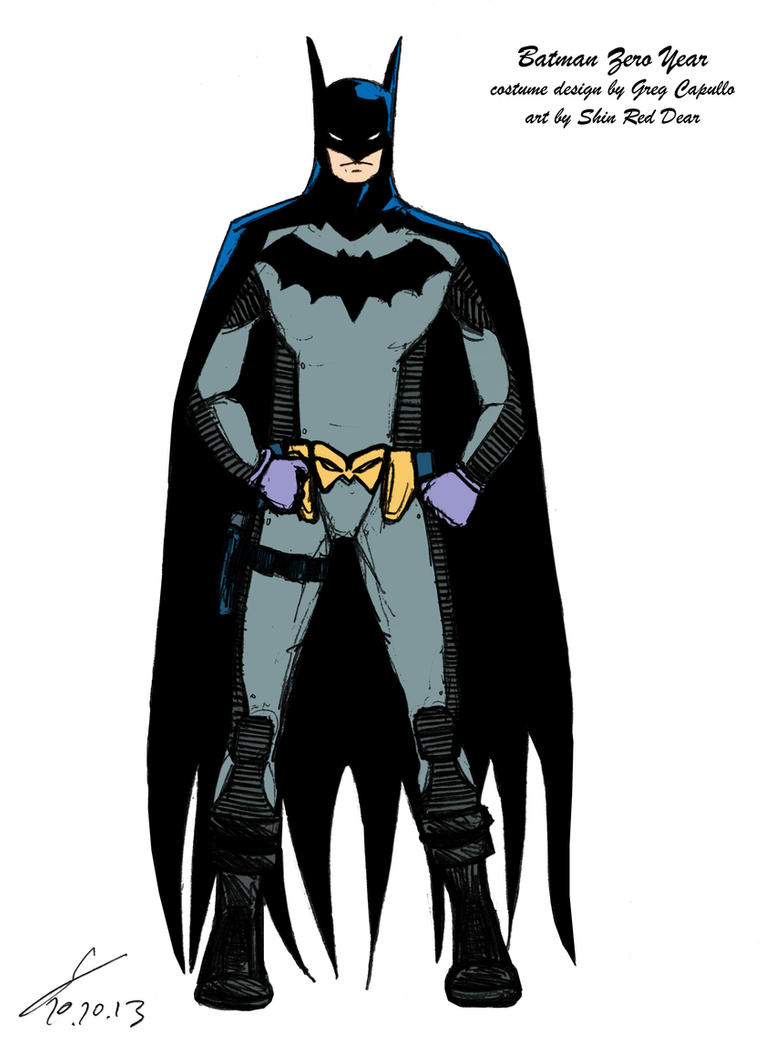 Batman Zero Year costume sketch colored by ShinRedDear on DeviantArt