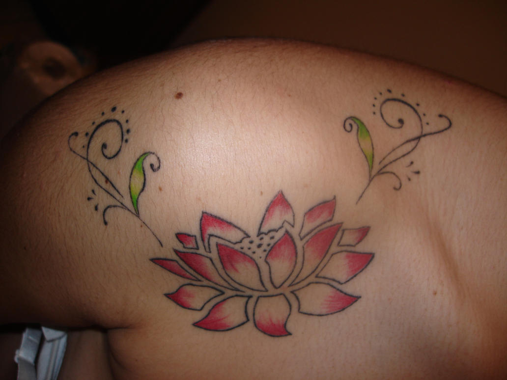 Red Lotus - shoulder tattoo