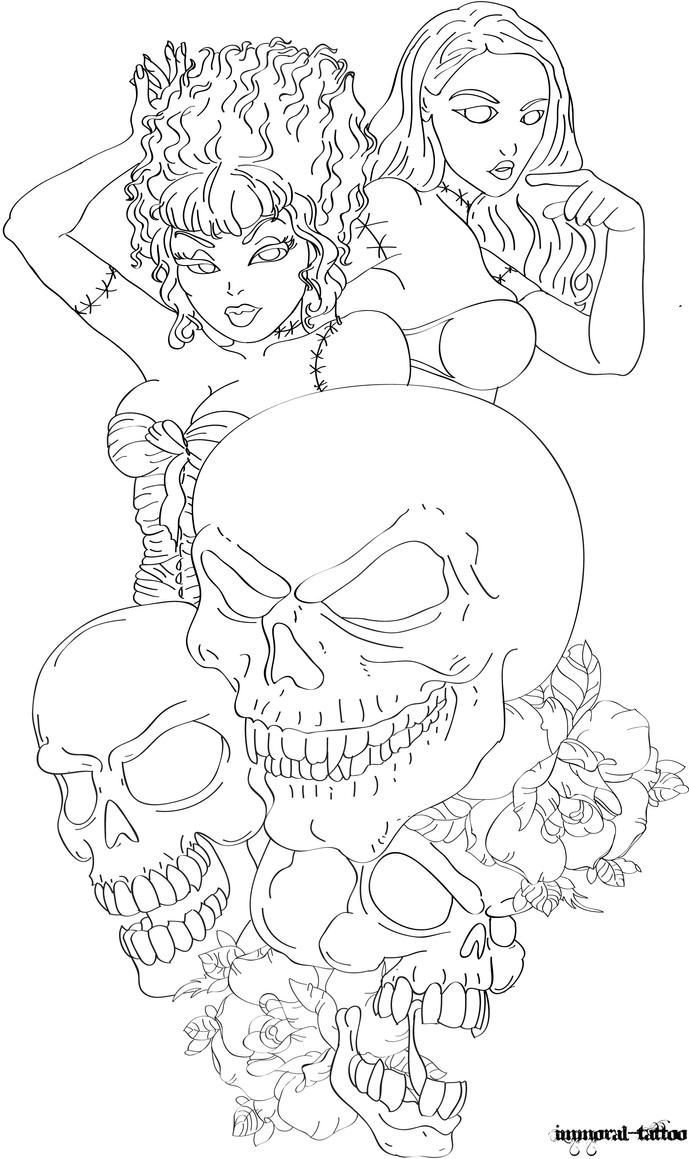 Pin Up With Skulls By Immortal