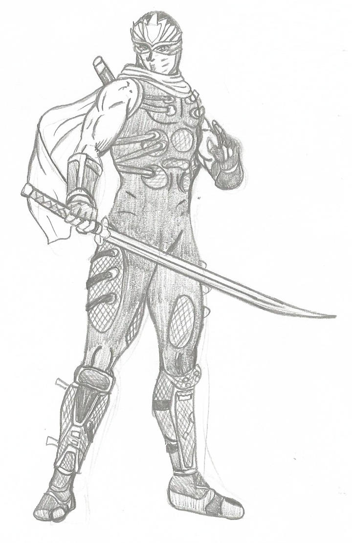 Personagem de desenho animado ninja com espada katana