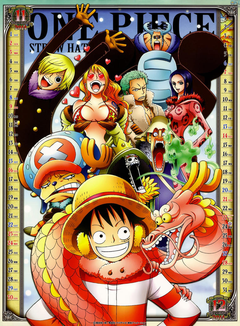 One Piece official calendar 2014 nov/dec by CandyDFighter