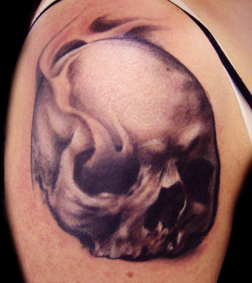 skull tattoo by hatefulss on