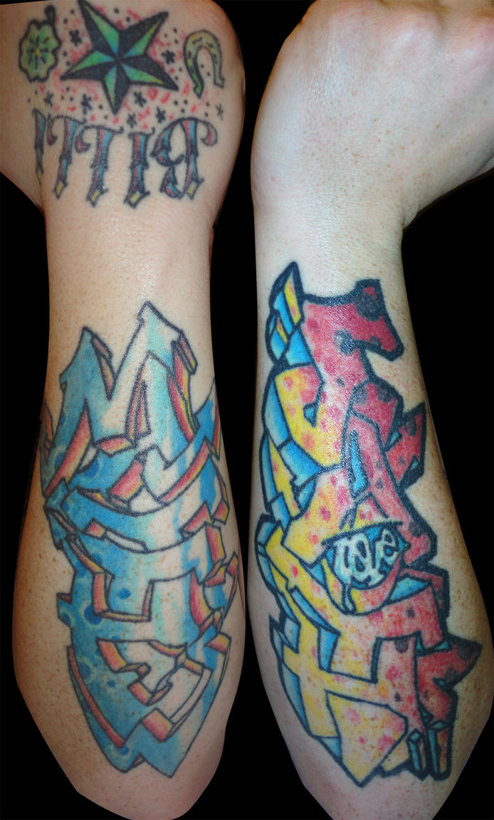 Graffiti Arm Tattoos by