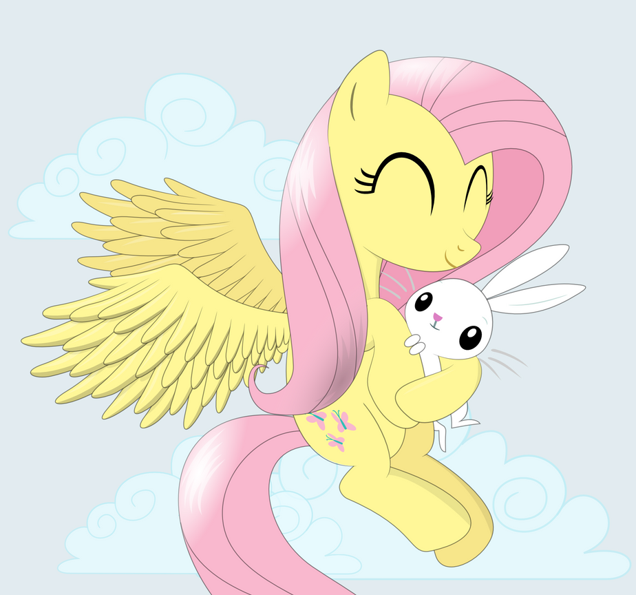 fluttershy_with_angel_by_tgolyi-d4xey9g.