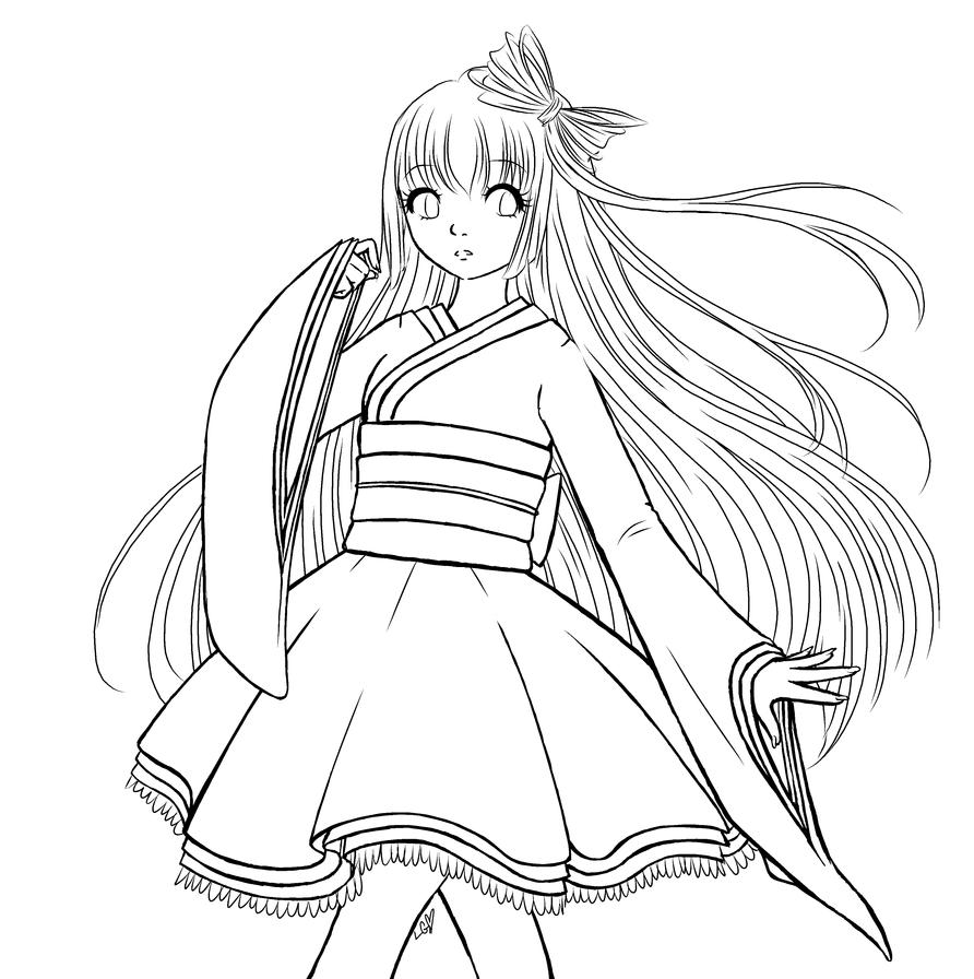 Anime Coloring Pages Long Hair - Coloring and Drawing