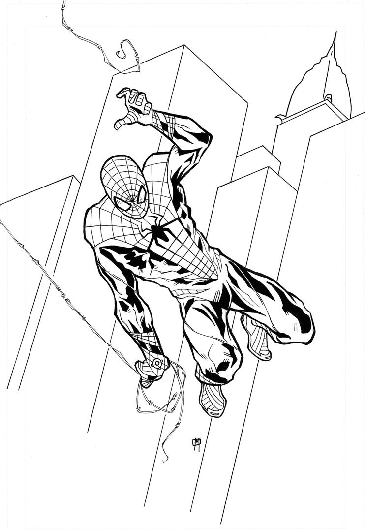 Spiderman black and white by MikeOppArt on DeviantArt